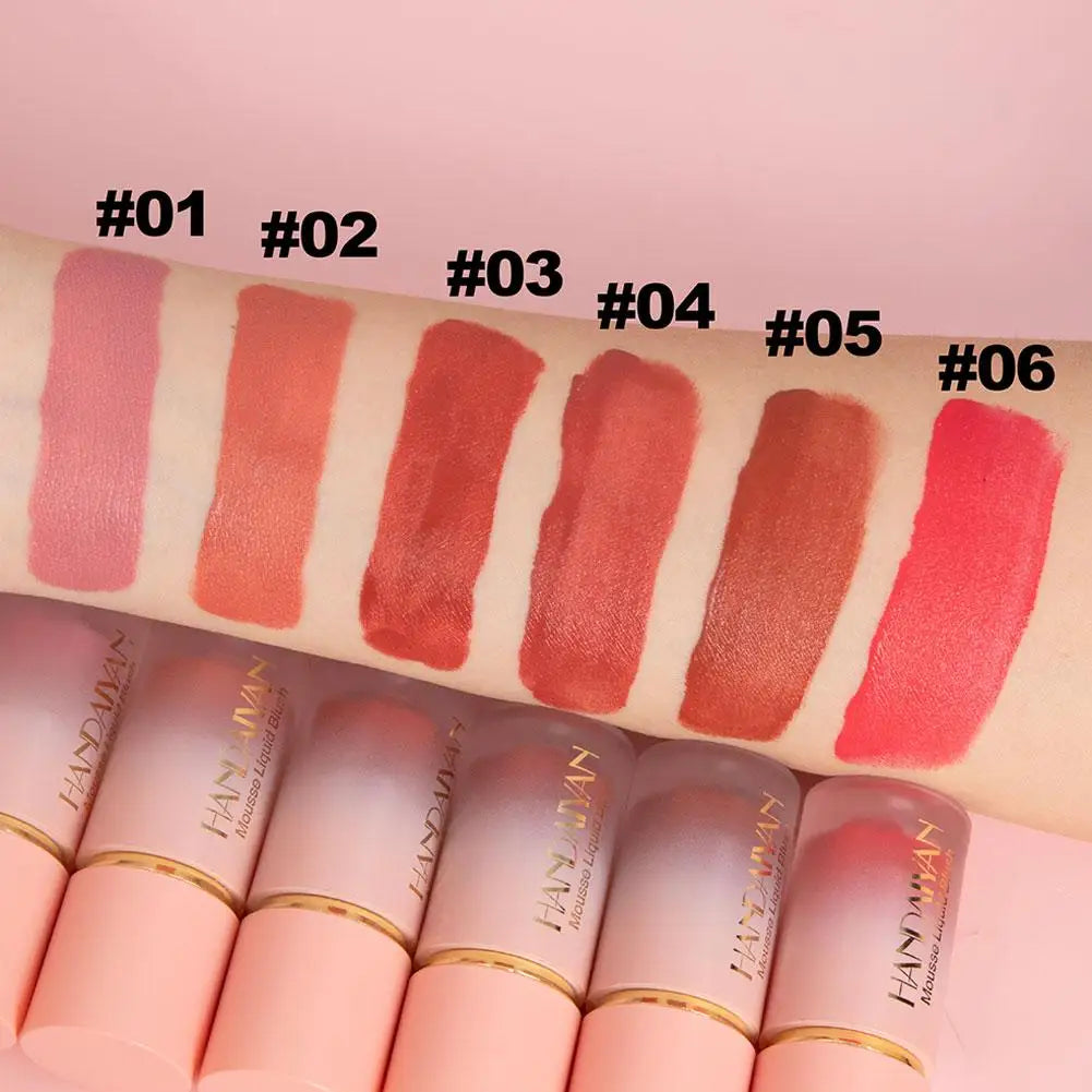 3 In 1 Liquid Blush Matte Glitter Face Liquid Blusher Smooth Cheek Eye Mousse Blush Highlighter Stick Rouge Waterproof Contour