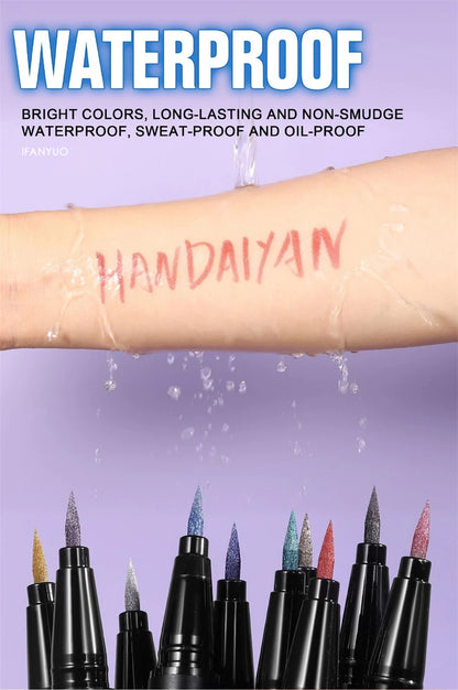 Glitter Liquid Eyeliner Pencil Waterproof Purple Pink Blue Eye Liner Pen Long Lasting Quickily Drying Eyes Makeup Cosmetics