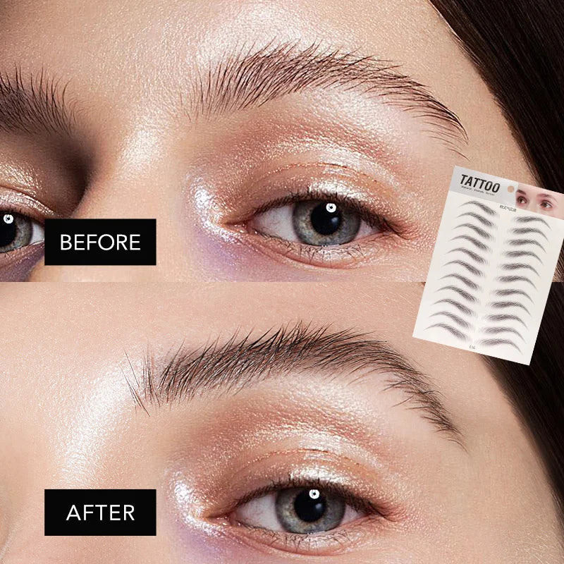 4D Hair Like Eyebrows Makeup Waterproof Eyebrow Tattoo Sticker Long Lasting Natural Fake Eyebrow Stickers Cosmetics 10 pairs 1PC