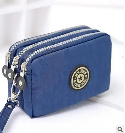 New Fashion Big Capacity Women Wallet Make-up Bag Coin Purse Mini Bag with Three Zipped Portable Women Wallets Phone Pouch