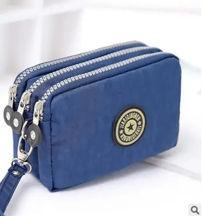 New Fashion Big Capacity Women Wallet Make-up Bag Coin Purse Mini Bag with Three Zipped Portable Women Wallets Phone Pouch