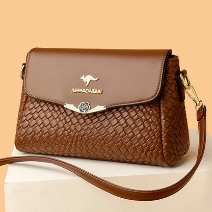 Luxury Handbag Women Bags Designer Pu Leather Knitting Shoulder Messenger Crossbody Bags for Women Mother Bolsa Ladies Hand Bag