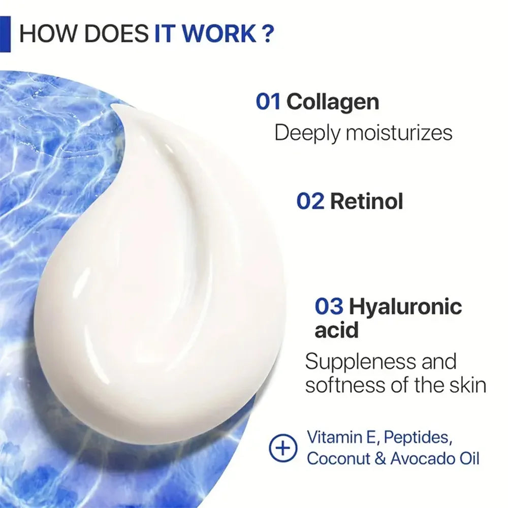 Collagen Retinol Hyaluronic Acid Facial Cream  Anti-wrinkle, dark circles, tightens pores, moisturizes lightens fine lines