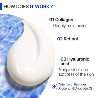 Collagen Retinol Hyaluronic Acid Facial Cream  Anti-wrinkle, dark circles, tightens pores, moisturizes lightens fine lines