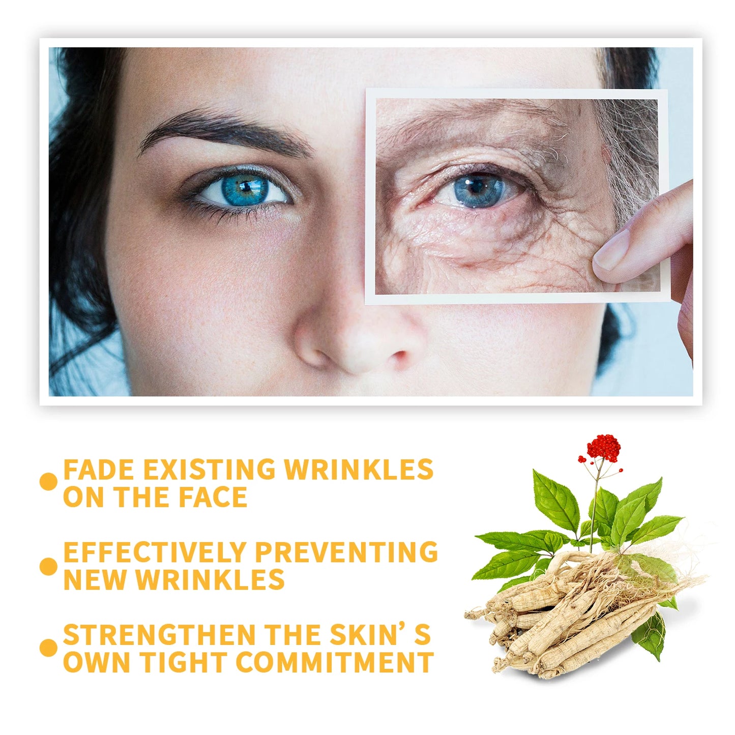 Ginseng Essence Anti Wrinkle Lifting Firming Fade Fine Lines Moisturizing Lightening Hyaluronic Acid Niacinamide Facial Serum