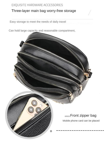 Luxury Ladies Handbag Sac High Quality Soft Leather Purse Fashion Women Shoulder Messenger Bag Multi-pocket Wear-resistant Bag