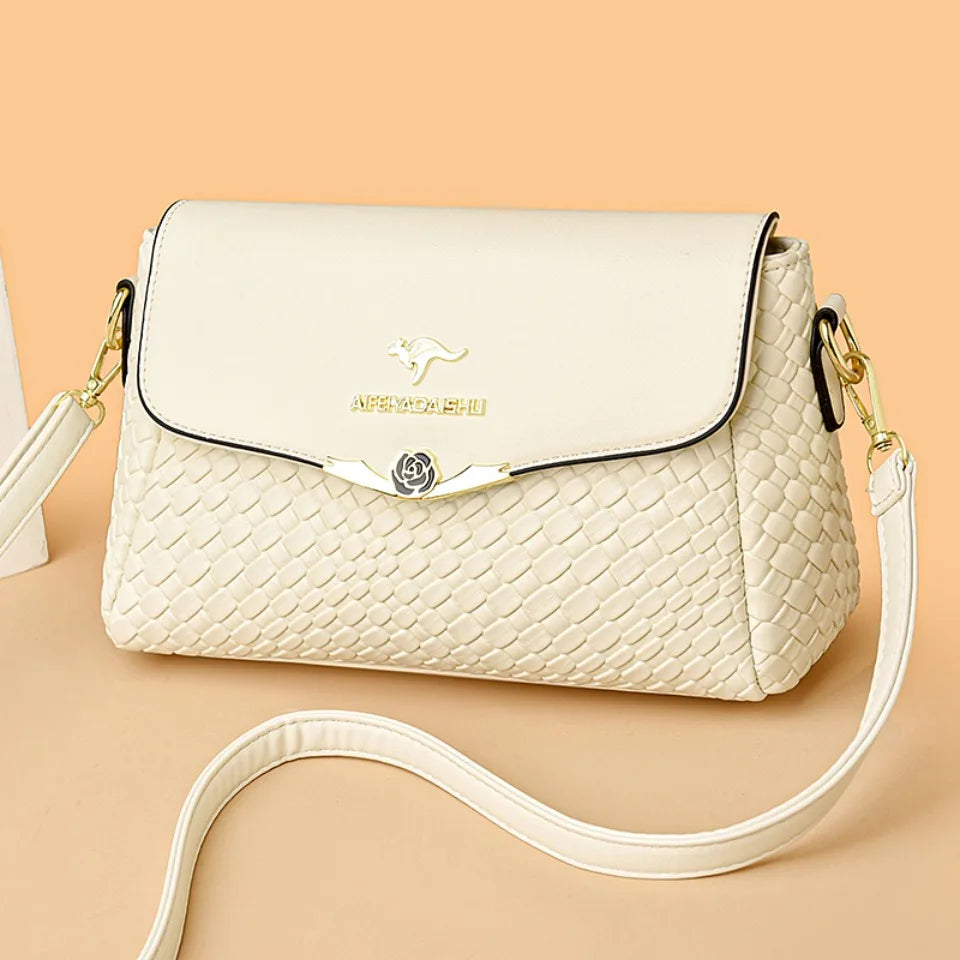 Luxury Handbag Women Bags Designer Pu Leather Knitting Shoulder Messenger Crossbody Bags for Women Mother Bolsa Ladies Hand Bag