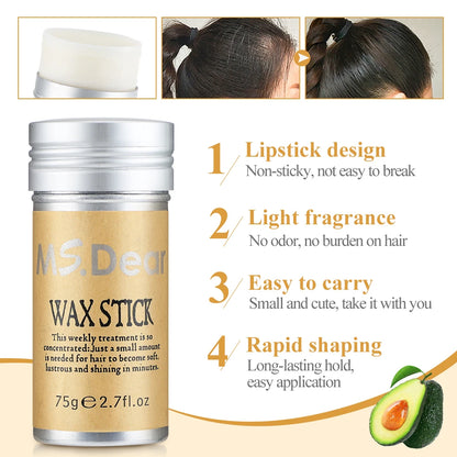 Avocado Hair Wax for Women Man Finish Cream Non-Greasy Style Hair Oil Pomade Stick Wax Stick for Wig Edge Control
