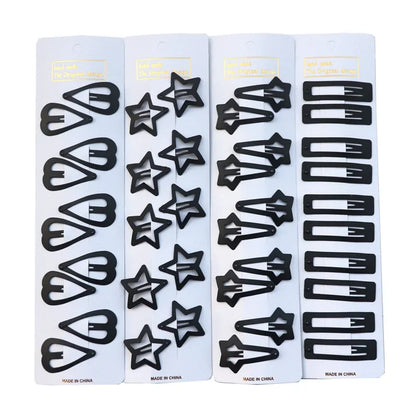 5/10Pcs/Set Matte Black Barrettes Women Metal Snap Hair Clips Geometric Non-Slip Make Up Fashion Hair Accessories