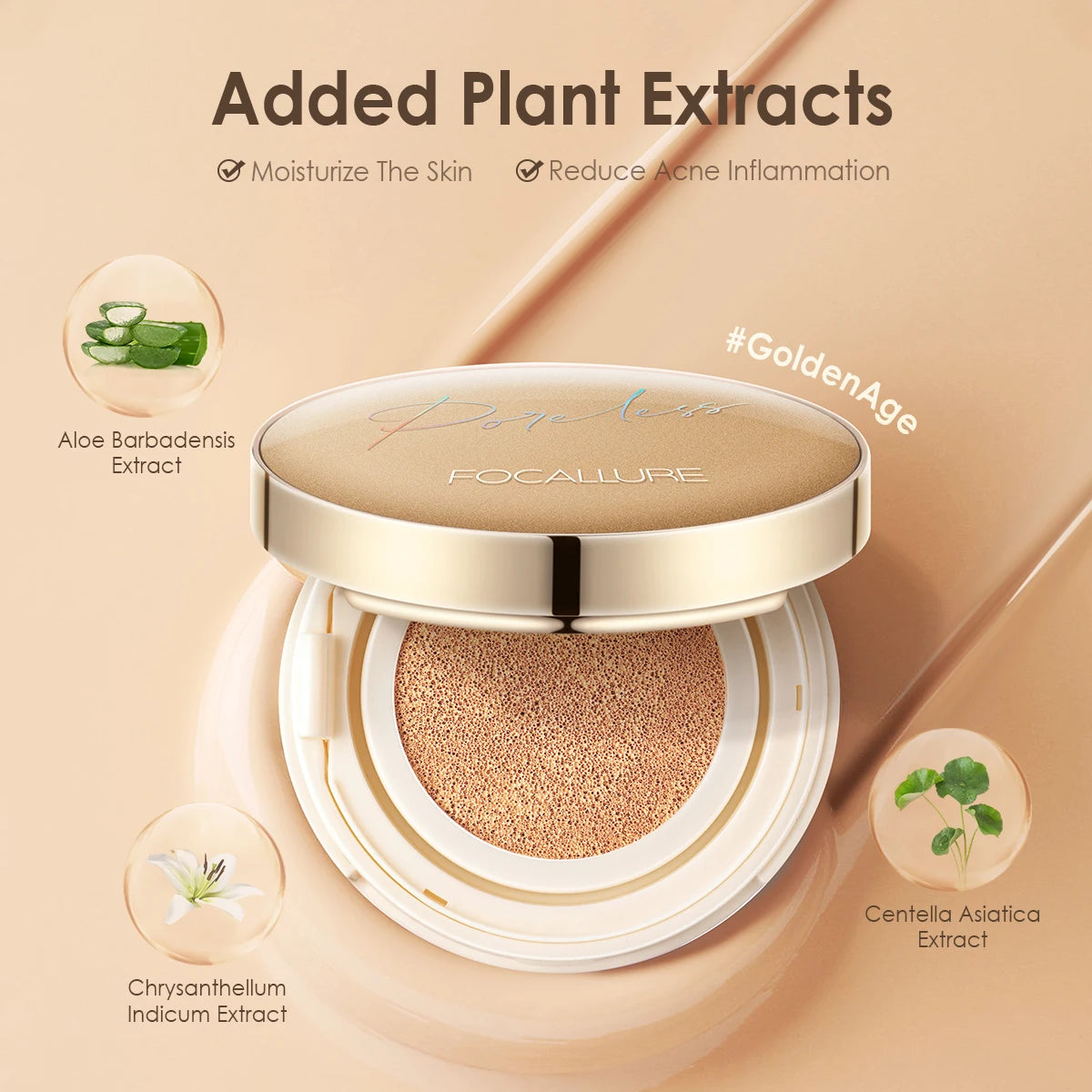 FOCALLURE Foundation Air Cushion Waterproof Matte Base Poreless Full Coverage Face Cream Smooth Foundation Cosmetics