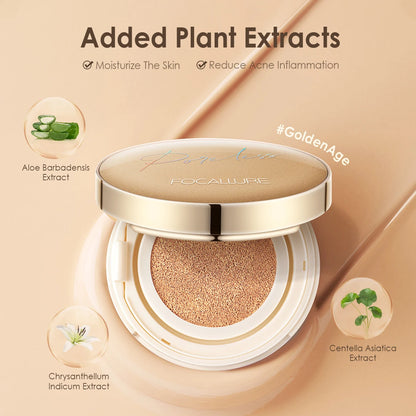 FOCALLURE Foundation Air Cushion Waterproof Matte Base Poreless Full Coverage Face Cream Smooth Foundation Cosmetics