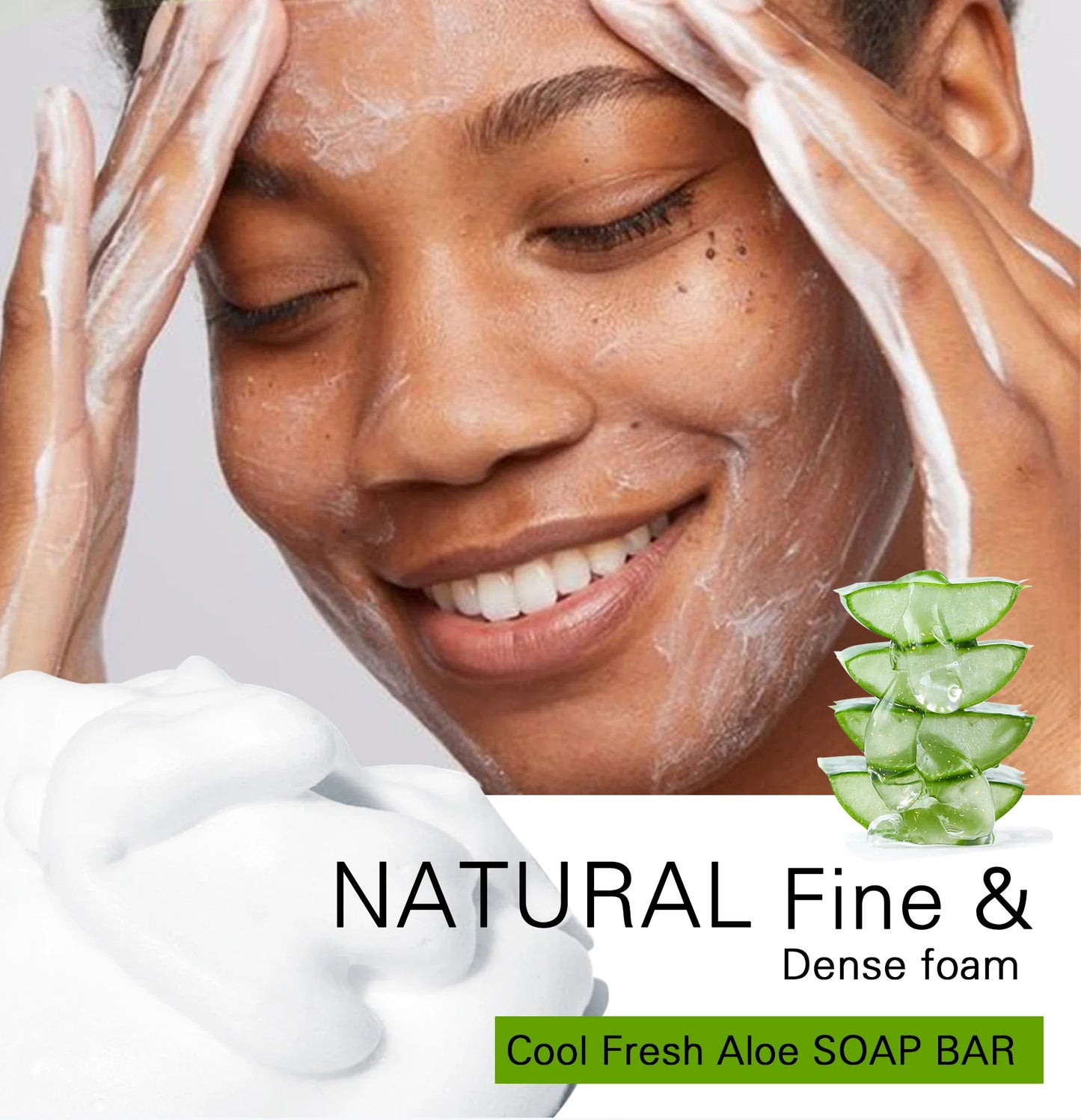KYLIEFIT Cool Fresh Aloe Soap Bar, Reduce Acne and Black Spots, Clean Skin, Oil Control, Exfoliation, For Face And Body Use