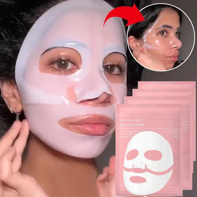 Bio-Collagen Face Mask Shrink Pore Deep Moisturizing Overnight Mask Anti-Wrinkle Hydrating Refreshing Brightening Face Skin Care