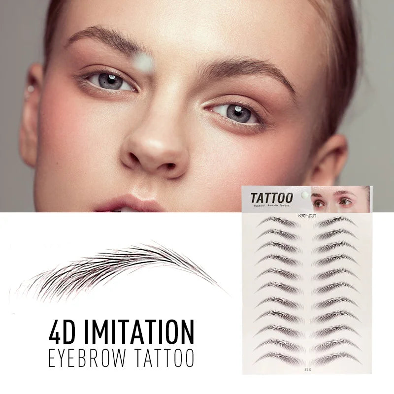 4D Hair Like Eyebrows Makeup Waterproof Eyebrow Tattoo Sticker Long Lasting Natural Fake Eyebrow Stickers Cosmetics 10 pairs 1PC