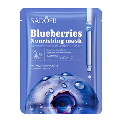 10pcs SADOER Fruit Floral Fragrance Face Mask Moisturizing Firming Hydrating Chamomile Blueberry Facial Masks For Face Skin Care