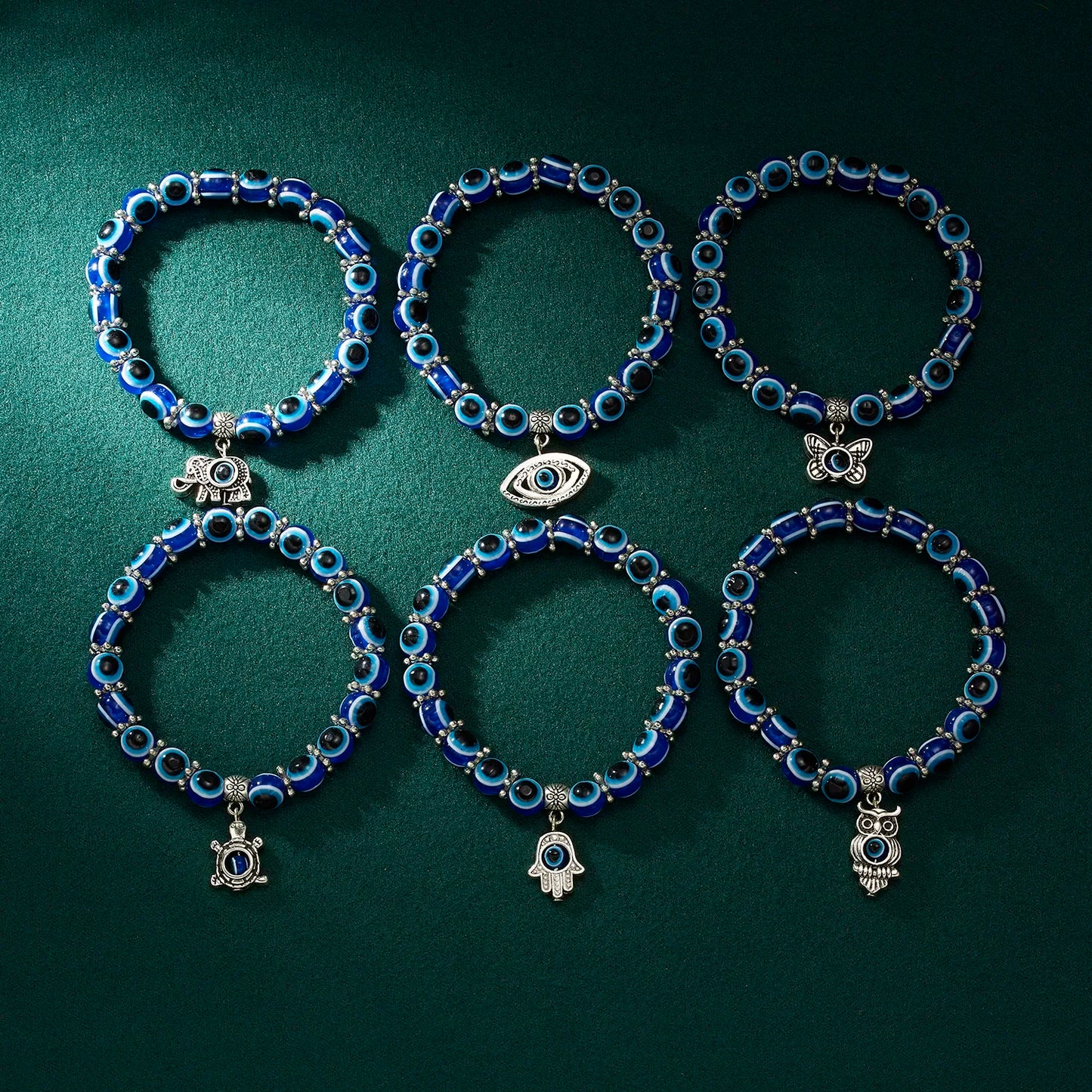 Classic Turkish Lucky Evil Eye Bracelets for Men Women Blue Evil Eye Palm Butterfly Pendant Beads Bangles Handmade Charm Jewelry