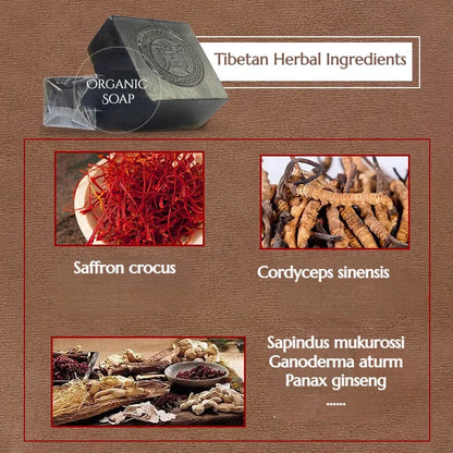 Tibetan Ancient Formula Black Soap Face Clean Chinese Herbal Soap with Cordyceps Sinensis