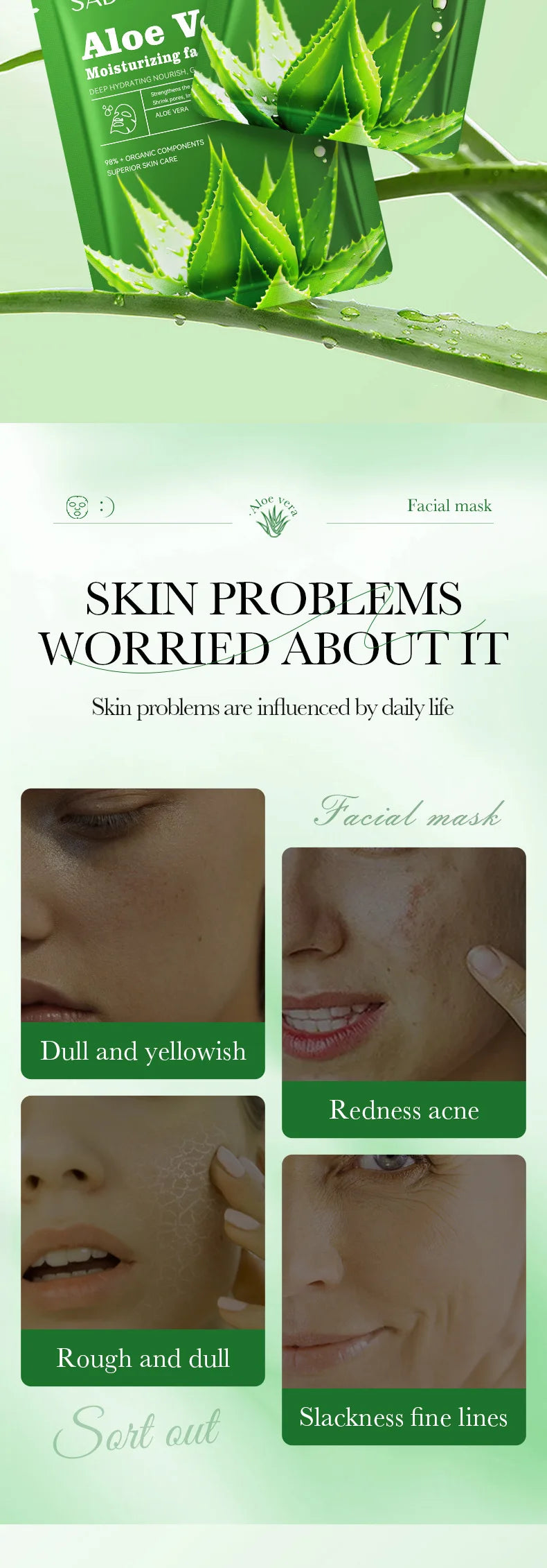 10pcs SADOER Fruit Floral Fragrance Face Mask Moisturizing Firming Hydrating Chamomile Blueberry Facial Masks For Face Skin Care