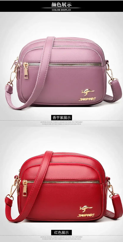 Luxury Ladies Handbag Sac High Quality Soft Leather Purse Fashion Women Shoulder Messenger Bag Multi-pocket Wear-resistant Bag