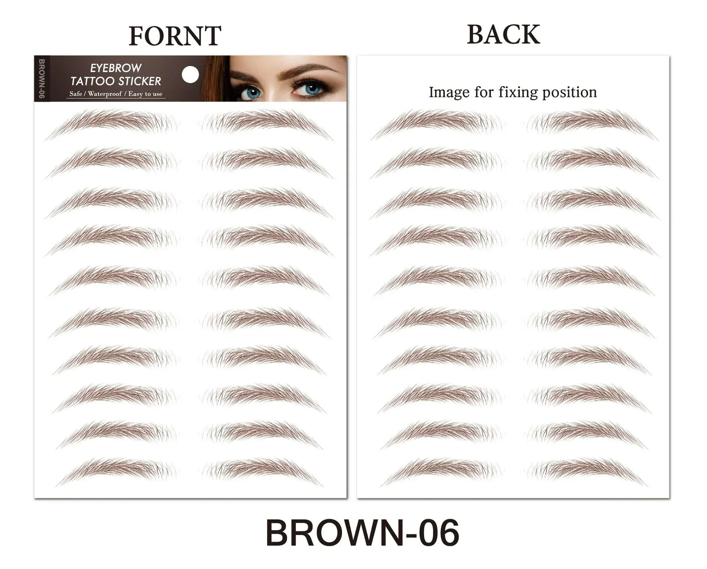 6D Eyebrow Tattoos Stickers Eyebrow Water Transfers Stickers Hair-Like Waterproof Eyebrows Stickers for Brow Grooming Shaping